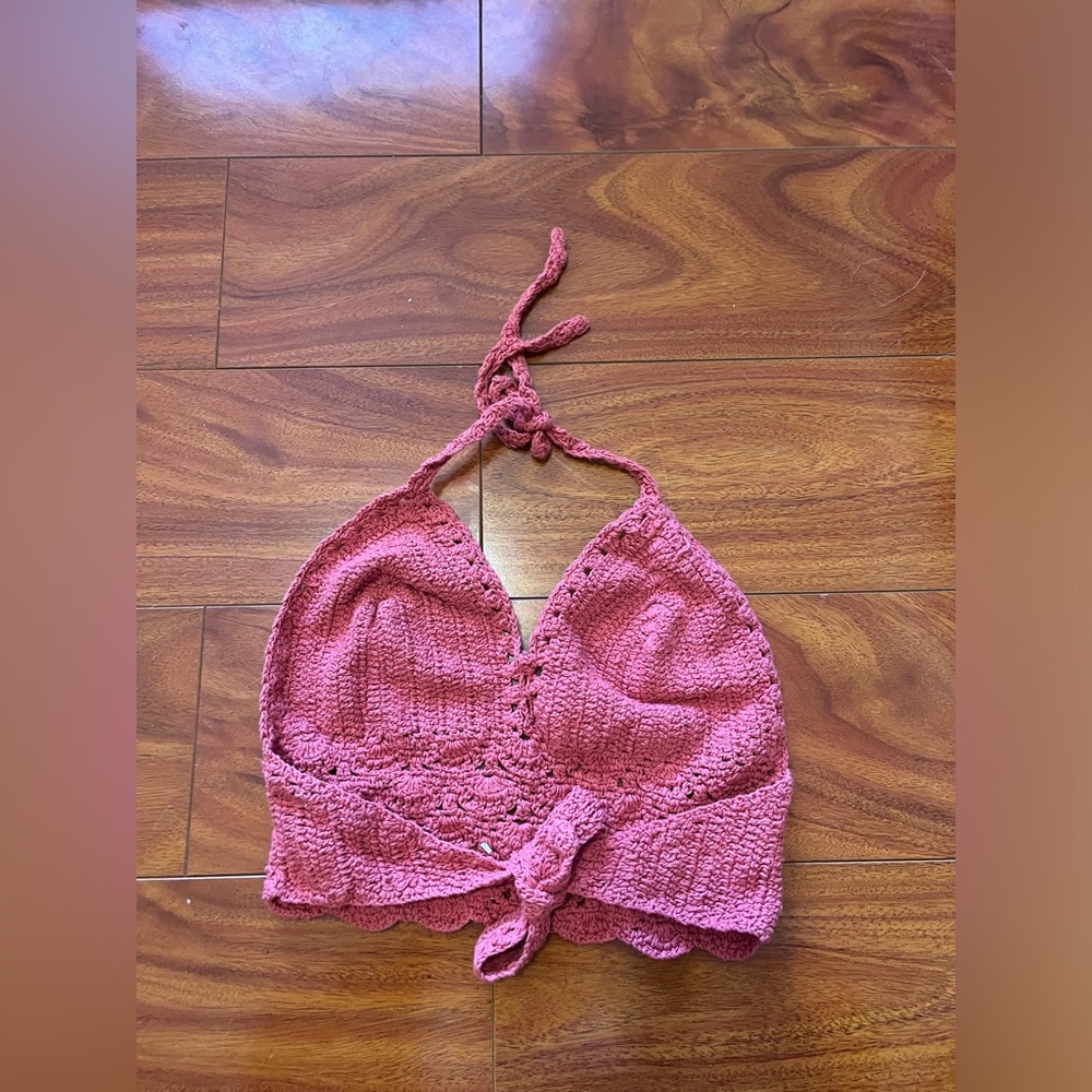 Red-pink halter top. From a boutique in California.